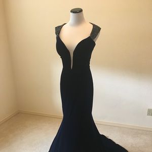 Sherri Hill Custom Couture Dark Royal/Navy Gown